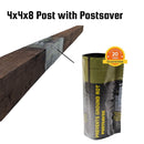 Pre-Stained 4x4x8 Cedar Fence Posts with PostSaver Sleeve - Kiln Dried Six-Sided Chestnut